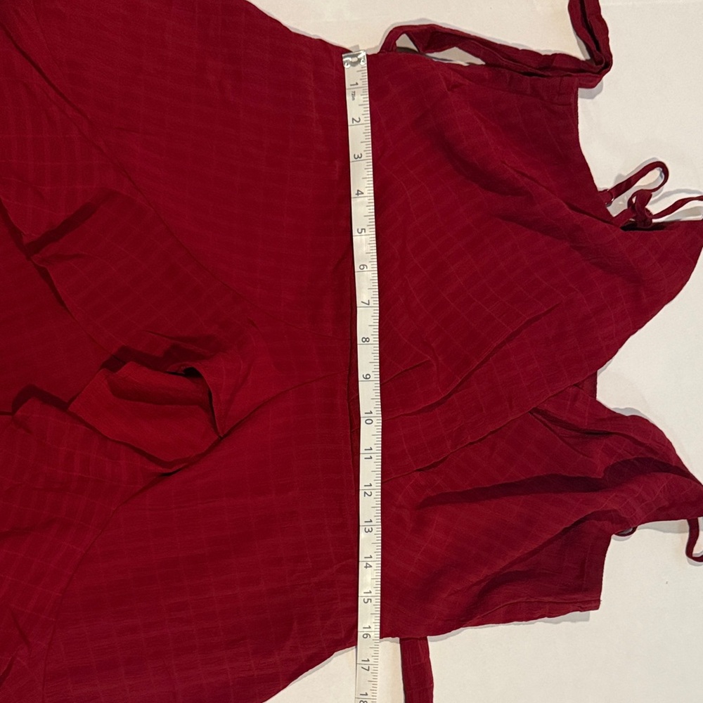 Trixxi Burgundy Ruffle Wrap Mini Dress - Picture 8 of 10